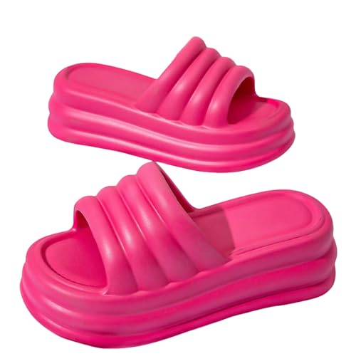 CHENSHI Sommer Hausschuhe Pantoffeln Mit Hoher Plattform Für Frauen Öffnen Eva Chunky Sandalen Frau Dicke Bottom Beach Flip Flops Weiblich-rosiger Rot-38-39 von CHENSHI