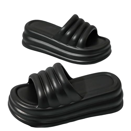 CHENSHI Sommer Hausschuhe Pantoffeln Mit Hoher Plattform Für Frauen Öffnen Eva Chunky Sandalen Frau Dicke Bottom Beach Flip Flops Weiblich-schwarz-40-41 von CHENSHI