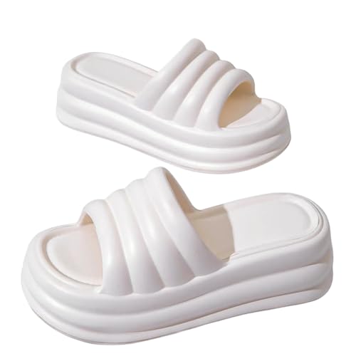 CHENSHI Sommer Hausschuhe Pantoffeln Mit Hoher Plattform Für Frauen Öffnen Eva Chunky Sandalen Frau Dicke Bottom Beach Flip Flops Weiblich-weiss-40-41 von CHENSHI