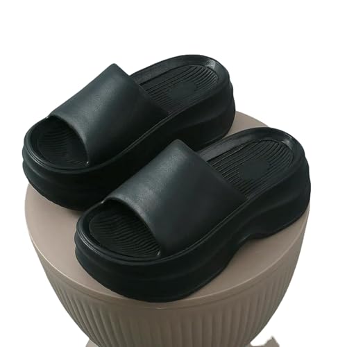 CHENSHI Sommer Hausschuhe -frauenplattform Sandalen Absätze Strandschuppen Mode Frauen Flache Im Freien Weiche Wolken -heimschuhe Für Frauen-schwarz-38-39 von CHENSHI