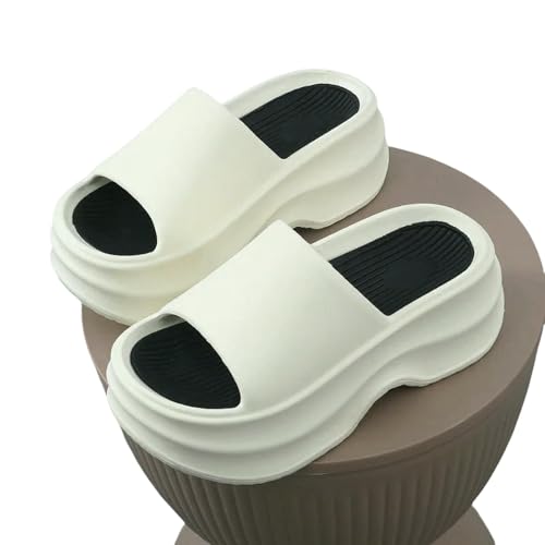 CHENSHI Sommer Hausschuhe -frauenplattform Sandalen Absätze Strandschuppen Mode Frauen Flache Im Freien Weiche Wolken -heimschuhe Für Frauen-weiß-40-41 von CHENSHI