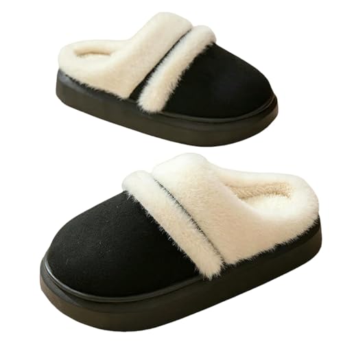 CHENSHI hausschuhe damen Frauen Freizeitschärfe Winter Warme Baumwollschuhe Weich Gemütliche Hausschützen Schlafzimmer Anti -skid -slipper-black1-38-39 von CHENSHI