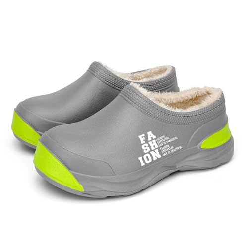 CHENSHI hausschuhe damen Männer Warme Kochschuhe Im Freien Garten Clogs Professionaler Wasserdichte Ölfeste Nicht Rutschende Küchenschuhe Für Haustierarbeiten-9610-2grau-42-43 von CHENSHI