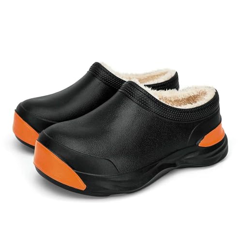 CHENSHI hausschuhe damen Männer Warme Kochschuhe Im Freien Garten Clogs Professionaler Wasserdichte Ölfeste Nicht Rutschende Küchenschuhe Für Haustierarbeiten-9610schwarz-40-41 von CHENSHI