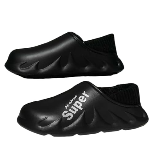 CHENSHI hausschuhe damen Winter Männer Indoor Warme Pantoffeln Wasserdichte Anti-rutsch Baumwolle Schuhe Für Frauen Slip-on Casual Schnee Gehen Loafers-schwarz-44-45 von CHENSHI