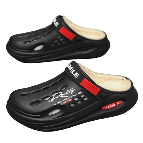 CHENSHI hausschuhe damen Winter Männer Pantoffeln Warme Weiche Schlafzimmer Baumwolle Schuhe Eva Fluff Rutschen Lässige Bequeme Clogs 38-45-8856 Schwarz-40-41 von CHENSHI