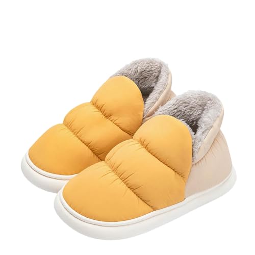 CHENSHI hausschuhe damen Winter Warme Wasserdichte Männer Haus Nicht-rutsch-plattform Flats Casual Schuhe Innen Im Freien Dicke Frauen Rutschen-gelb-36-37 (schlagen Sie 35-36 Vor) von CHENSHI