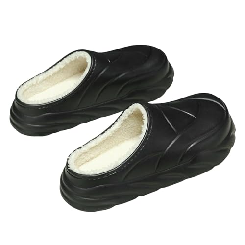CHENSHI hausschuhe damen Winterruhschuhe Unisex Home Sandalen Orginal Innen Flach Schuhe Weiche Männer Modischen Non Slip Schlafzimmer-001-schwarz-44-45 von CHENSHI