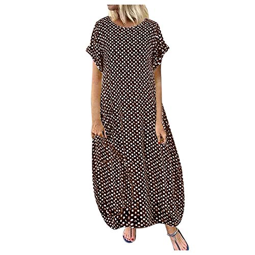 CHENSIYU Damen Baumwolle Leinen Einfarbig Kaftan Lose Leinenkleid 2 in 1 Maxikleid Freizeitkleid Oversized Sommerkleid Strandkleider Boho Langes Kleid mit Taschen von CHENSIYU