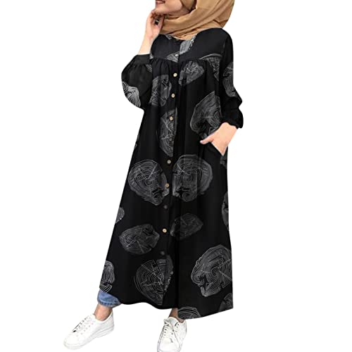 CHENSIYU Muslim Kaftan Damen, Jilbab Kleid Gebetskleidung für Frauen Lässig Maxikleider Oversize Ramadan Robe Islamische Kleidung Elegant Flowy Abendkleid Muslimische Abaya von CHENSIYU