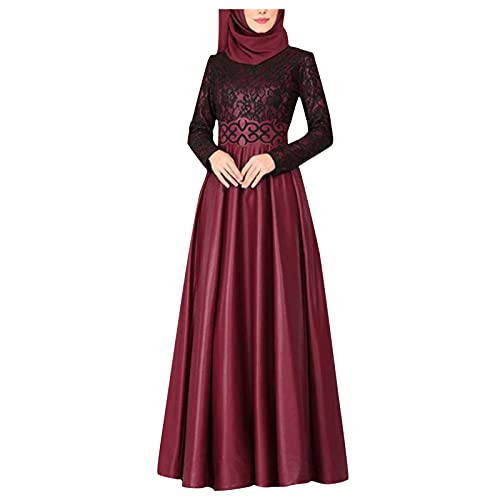 CHENSIYU Muslim Kleider Lang, Langarm Ramadan Roben Islamische Gebetskleidung Jilbab Kleid Einfarbig Flowy Robe Winterkleid Damen Elegant Abaya Ohne Hijab Muslimische Kleidung für Frauen von CHENSIYU
