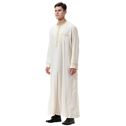 CHENSIYU Muslim Robe Herren Jilbab Wintermantel Langarm Hijab Abaya Mantel Herren Lang Islamische Gebetskleidung Einfarbig Ramadan Roben Muslimische Kleidung für Männer von CHENSIYU