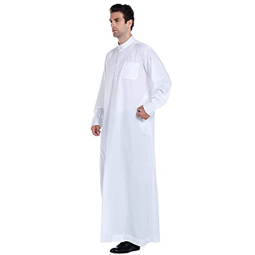 CHENSIYU Muslim Robe Herren Langarm Hijab Abaya Mantel Herren Lang Jilbab Wintermantel Islamische Gebetskleidung Einfarbig Ramadan Roben Muslimische Kleidung für Männer von CHENSIYU