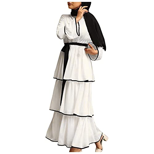 CHENSIYU Muslimische Kleider Damen Einfarbig Flowy Robe Jilbab Kleid Langarm Ramadan Roben Islamische Gebetskleidung Langer Wintermantel Winterkleid Damen Elegant Muslim Kleidung für Frauen von CHENSIYU