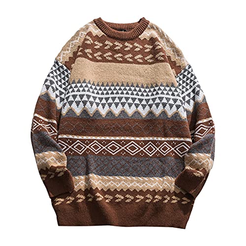 CHENSIYU Norweger Pullover Damen Strickpullover Oversize Winterpullover Weich Bequem Sweater Warm Vintage Winterpullover Winter Oberteile Tops Elegant Langarmshirt Thermo Pulli von CHENSIYU