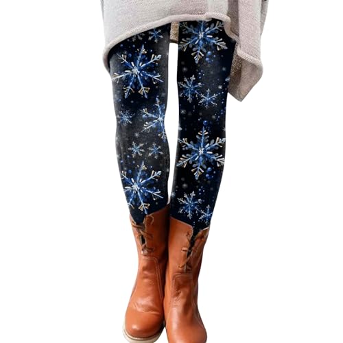 CHENSIYU Thermoleggins für Damen Winter Hosen Weihnachten Muster Schlank Reithose Thermo Strumpfhosen Stretch Gefütterte Leggings Thermostrumpfhose High Waist Fleece Winterleggins (Y3-2-Black, XL) von CHENSIYU