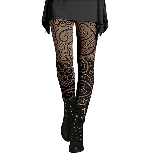 CHENSIYU Thermoleggins für Damen Winter Hosen Weihnachten Muster Schlank Reithose Thermo Strumpfhosen Stretch Gefütterte Leggings Thermostrumpfhose High Waist Fleece Winterleggins (ZX-1-E, L) von CHENSIYU