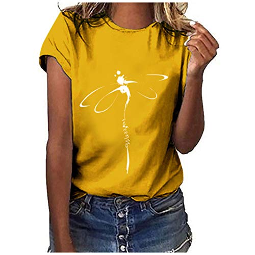 Damen Tshirt Oversize Elegant Frauen Streetwear Sommer Casual Oberteile Basic Tops Kurzarm Vintage Drucken Tunika Shirt V Ausschnitt T-Shirt von CHENSIYU