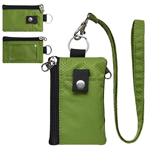 CHENSRPX RFID-blockierendes Schlüsselband, Geldbörse für Damen und Herren, wasserabweisend, Reisebrieftasche mit Ausweishalter und Schlüsselanhänger (Olivgrün), 4.75in(W)*3.12in(H), Minimalistisch von CHENSPRX