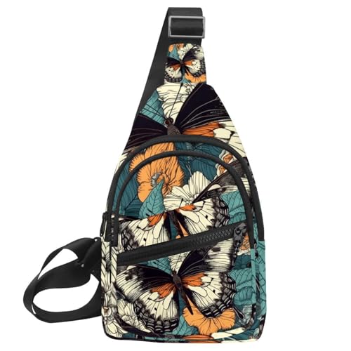 Butterfly Sling Sling Side, Crossbody Rucksack, Mehrfarbig 11, 11.8x7x1.5in/30x18x4cm von CHENZZZZ