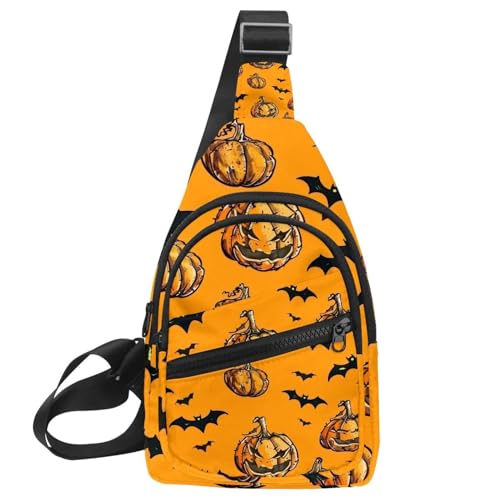 CHENZZZZ Damen Sling Rucksack, Helloween Pumpkings 3, Mehrfarbig 06, 11.8x7x1.5in/30x18x4cm von CHENZZZZ