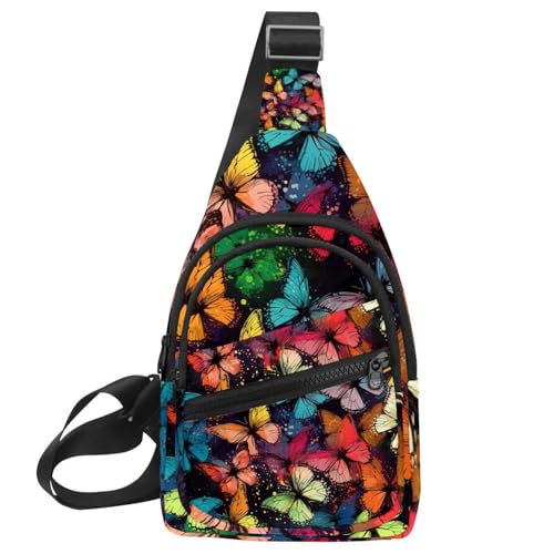 CHENZZZZ Damen Sling Rucksack Butterfly, Mehrfarbig 09, 11.8x7x1.5in/30x18x4cm von CHENZZZZ