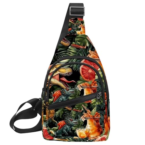 CHENZZZZ Dinosaurier-Silhouette (44) Crossbody Tasche mit verstellbarem Schultergurt, Umhängetasche für Damen und Herren, Sling Rucksack für Reisen, Radfahren, Arbeit, Sport, Mehrfarbig 19, von CHENZZZZ