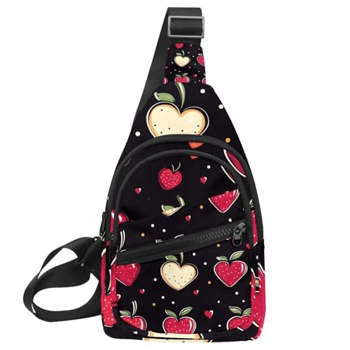 CHENZZZZ Kleiner Sling Rucksack Crossbody Sling Bag Brusttasche Daypack Cherry and Strawberry (2), Multicolor 01, 11.8x7x1.5in/30x18x4cm von CHENZZZZ