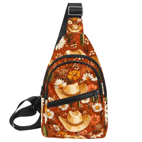 Cowboyhut Kakteen Westernschlinge Seite Crossbody Rucksack, Mehrfarbig 19, 11.8x7x1.5in/30x18x4cm von CHENZZZZ