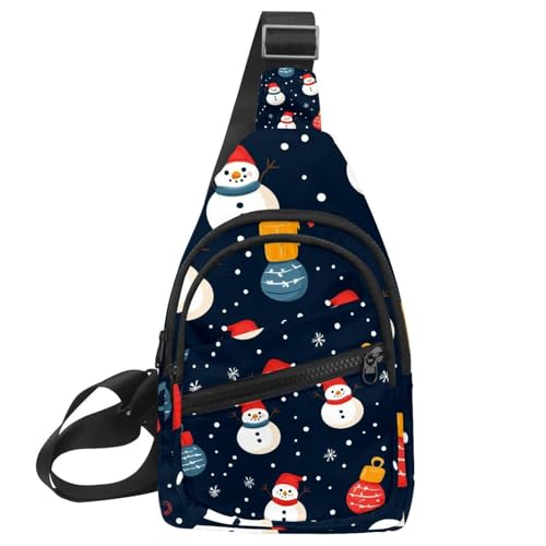 Crossbody-Tasche für Damen, Crossbody-Tasche für Damen, Umhängetasche, Frohe Weihnachten, Schneemann, Sling-Rucksack, Reisen, Mehrfarbig 05, 11.8x7x1.5in/30x18x4cm von CHENZZZZ