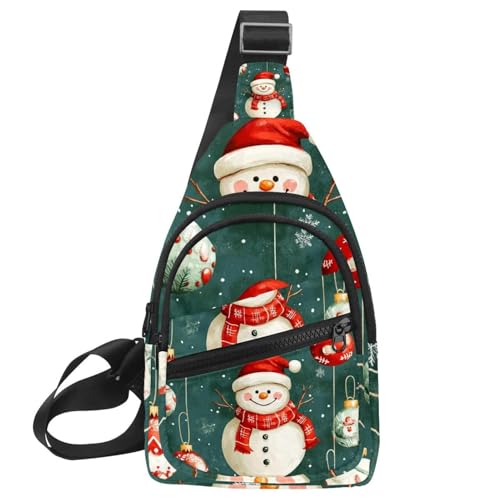 Crossbody-Tasche für Damen, Crossbody-Tasche für Damen, Umhängetasche, Frohe Weihnachten, Schneemann, Sling-Rucksack, Reisen, Mehrfarbig 07, 11.8x7x1.5in/30x18x4cm von CHENZZZZ