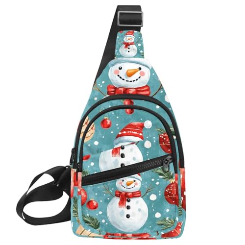 Crossbody-Tasche für Damen, Crossbody-Tasche für Damen, Umhängetasche, Frohe Weihnachten, Schneemann, Sling-Rucksack, Reisen, Mehrfarbig 12, 11.8x7x1.5in/30x18x4cm von CHENZZZZ
