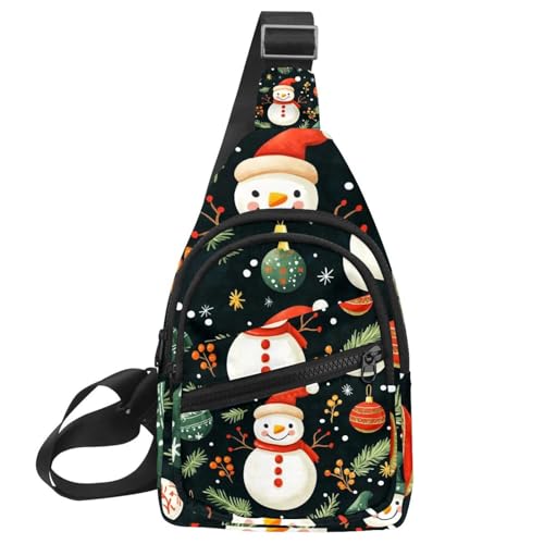 Crossbody-Tasche für Damen, Crossbody-Tasche für Damen, Umhängetasche, Frohe Weihnachten, Schneemann, Sling-Rucksack, Reisen, Mehrfarbig 17, 11.8x7x1.5in/30x18x4cm von CHENZZZZ