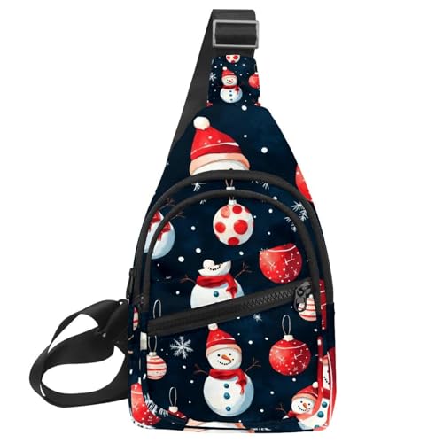 Crossbody-Tasche für Damen, Crossbody-Tasche für Damen, Umhängetasche, Frohe Weihnachten, Schneemann, Sling-Rucksack, Reisen, Multicolor 01, 11.8x7x1.5in/30x18x4cm von CHENZZZZ