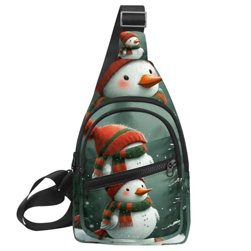 Crossbody-Tasche für Damen, Umhängetasche, Schneemann und Vogel, für Weihnachten, 1 - 14, Mehrfarbig 02, 11.8x7x1.5in/30x18x4cm von CHENZZZZ