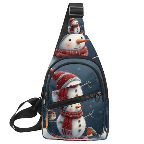 Crossbody-Tasche für Damen, Umhängetasche, Schneemann und Vogel, für Weihnachten, 1 - 14, Mehrfarbig 05, 11.8x7x1.5in/30x18x4cm von CHENZZZZ