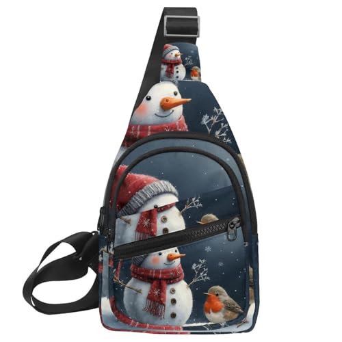 Crossbody-Tasche für Damen, Umhängetasche, Schneemann und Vogel, für Weihnachten, 1 - 14, Mehrfarbig 12, 11.8x7x1.5in/30x18x4cm von CHENZZZZ