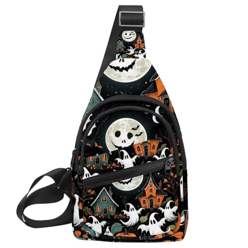 Crossbody-Tasche für Damen und Herren, Halloween-Illustrationen, 1_62, Umhängetasche, Bakpack, lässige Brusttasche mit umwandelbarem Schultergurt, Mehrfarbig 19, 11.8x7x1.5in/30x18x4cm Crossbody-Tasche für Damen und Herren, Halloween-Illustrationen, 1_62, Umhängetasche, Bakpack, lässige Brusttasche mit umwandelbarem Schultergurt, Mehrfarbig 19, 11.8x7x1.5in/30x18x4cm von CHENZZZZ