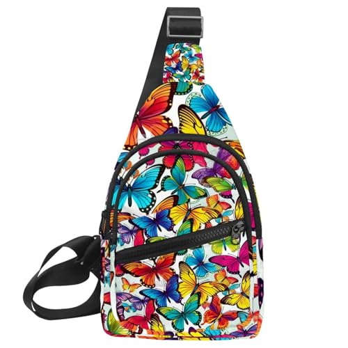 Damen Sling Rucksack Butterfly, Mehrfarbig 07, 11.8x7x1.5in/30x18x4cm von CHENZZZZ