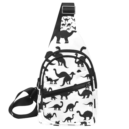 Dinosaurier-Silhouette (44) Crossbody Tasche mit verstellbarem Schultergurt, Umhängetasche für Damen und Herren, Sling Rucksack für Reisen, Radfahren, Arbeit, Sport, Mehrfarbig 07, von CHENZZZZ