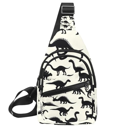 Dinosaurier-Silhouette (44) Crossbody Tasche mit verstellbarem Schultergurt, Umhängetasche für Damen und Herren, Sling Rucksack für Reisen, Radfahren, Arbeit, Sport, Mehrfarbig 10, von CHENZZZZ