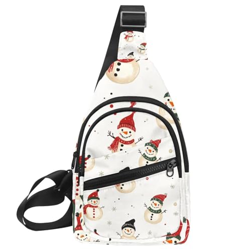Frohe Weihnachten Schneemann Sling Rucksack Tasche, Mehrfarbig 02, 11.8x7x1.5in/30x18x4cm von CHENZZZZ
