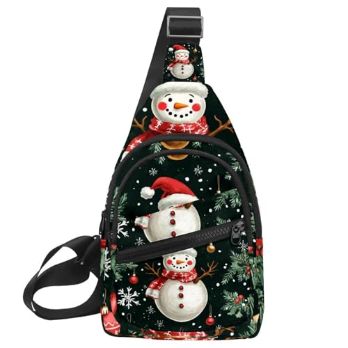 Frohe Weihnachten Schneemann Sling Rucksack Tasche, Mehrfarbig 04, 11.8x7x1.5in/30x18x4cm von CHENZZZZ