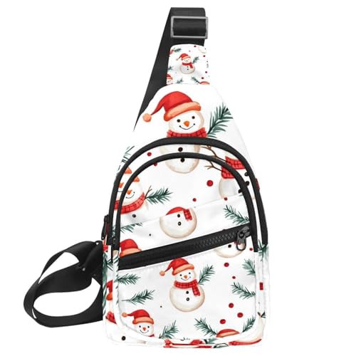 Frohe Weihnachten Schneemann Sling Rucksack Tasche, Mehrfarbig 05, 11.8x7x1.5in/30x18x4cm von CHENZZZZ