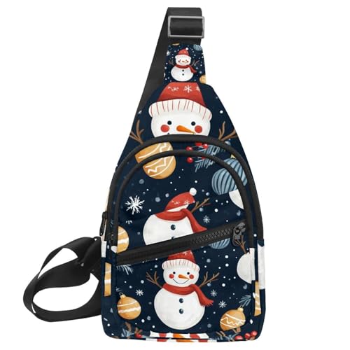 Frohe Weihnachten Schneemann Sling Rucksack Tasche, Mehrfarbig 09, 11.8x7x1.5in/30x18x4cm von CHENZZZZ
