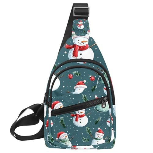 Frohe Weihnachten Schneemann Sling Rucksack Tasche, Mehrfarbig 13, 11.8x7x1.5in/30x18x4cm von CHENZZZZ