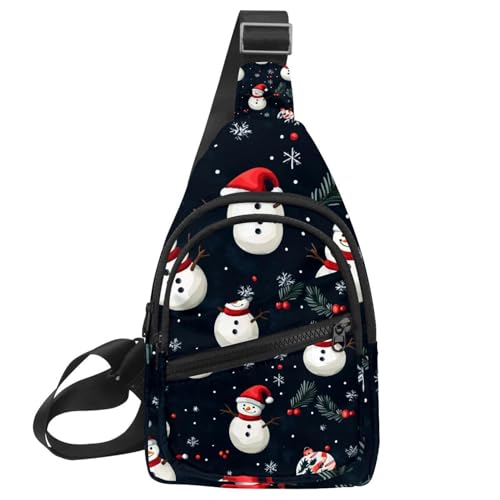 Frohe Weihnachten Schneemann Sling Rucksack Tasche, Mehrfarbig 14, 11.8x7x1.5in/30x18x4cm von CHENZZZZ