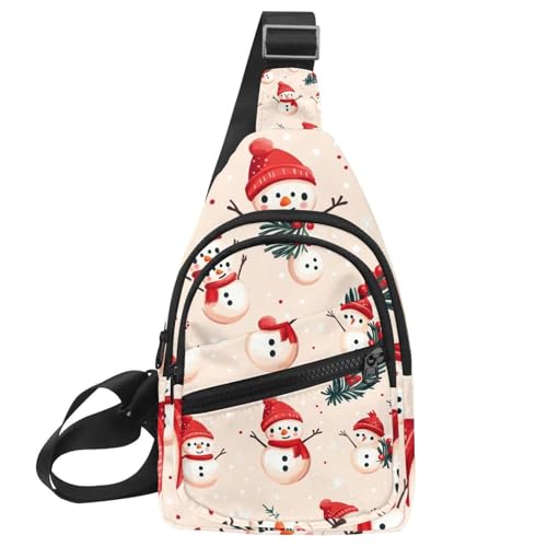 Frohe Weihnachten Schneemann Sling Rucksack Tasche, Mehrfarbig 17, 11.8x7x1.5in/30x18x4cm von CHENZZZZ