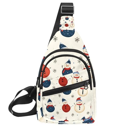 Frohe Weihnachten Schneemann Sling Side Crossbody Rucksack, Mehrfarbig 04, 11.8x7x1.5in/30x18x4cm von CHENZZZZ