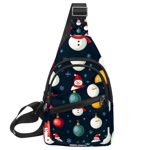 Frohe Weihnachten Schneemann Sling Side Crossbody Rucksack, Mehrfarbig 06, 11.8x7x1.5in/30x18x4cm von CHENZZZZ